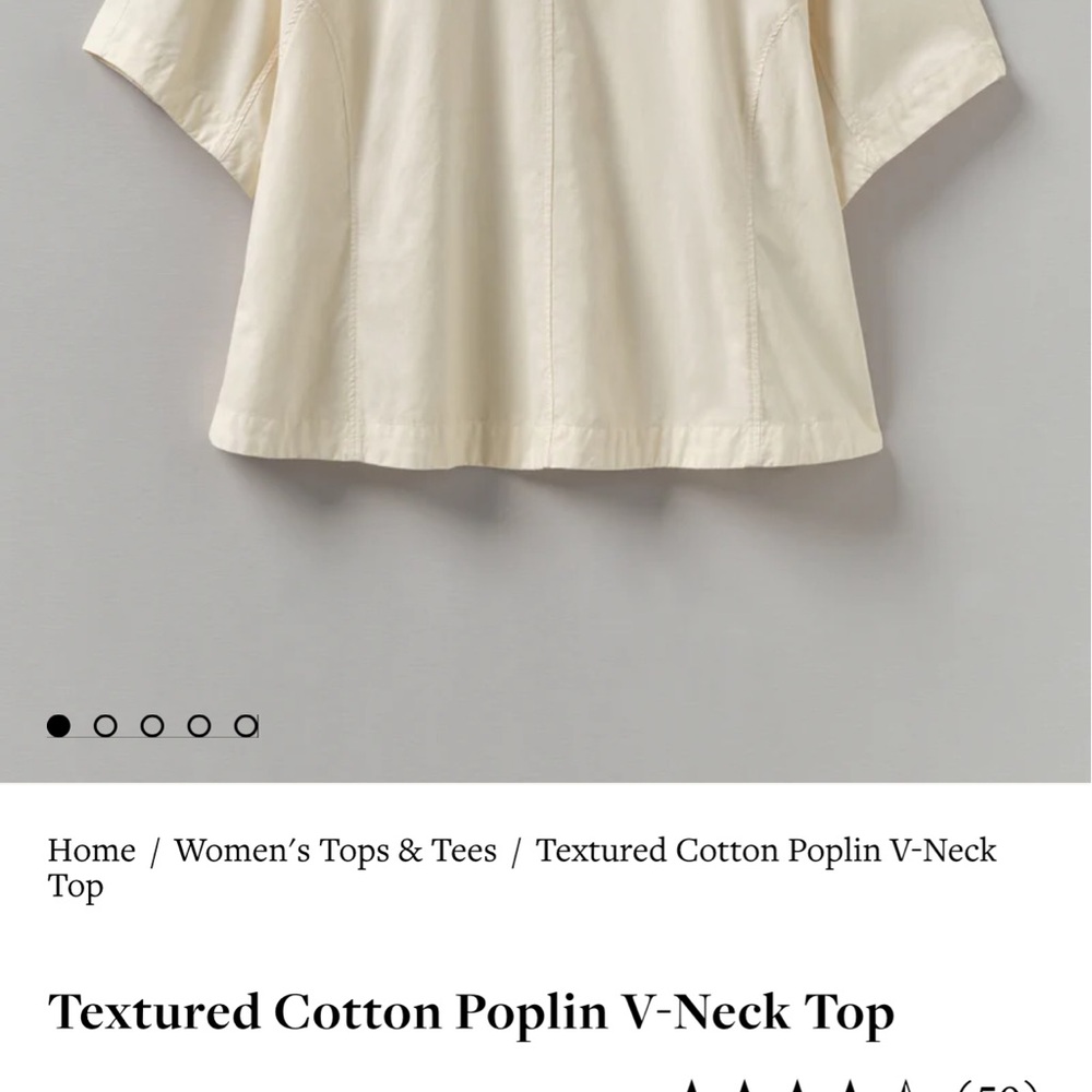 Toast Textured Cotton Poplin V-Neck Top XL - Picture 14 of 15